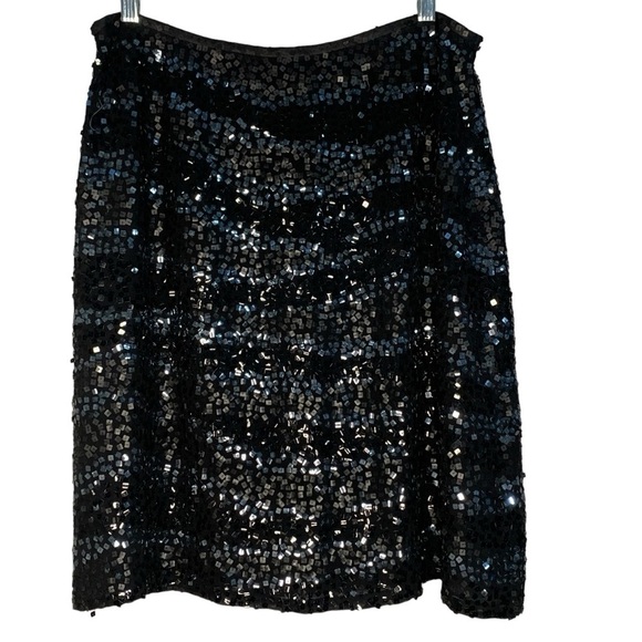 Antonio Melani black and gray tiger striped silk sequins‎ skirt. Size 12 - Picture 1 of 10
